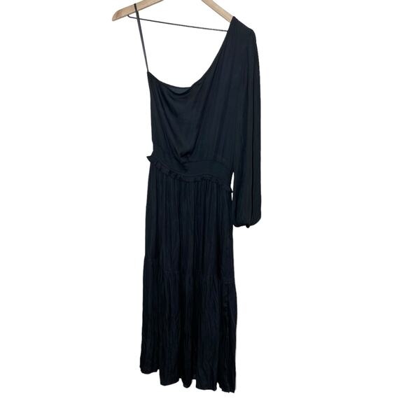 Grade & Gather Black Satin One Shoulder Midi Dress NWT Size Small - Picture 9 of 13